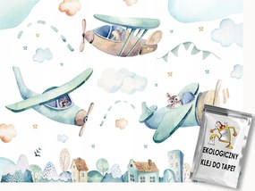 Fotótapéta Flizelina Repülőgépek a város felett 100x75 ragasztó