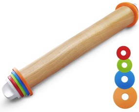 Állítható méretű nyújtóhenger, 4 méret, fa, 35,5 cm