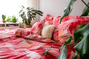 3 részes pamut lepedő Red righe 200x140cm+90x70cm TiaHome