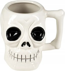 Koponyás bögre csont alakú fogantyúval, ajándék Captain Mike 450 ml