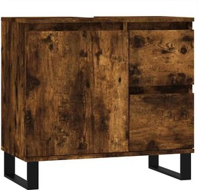 vidaXL füstös tölgy színű szerelt fa fürdőszobaszekrény 65x33x60 cm