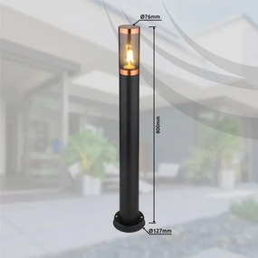 Globo 31588BC - Kültéri lámpa BOSTON 1xE27/23W/230V IP44 80 cm fekete/réz