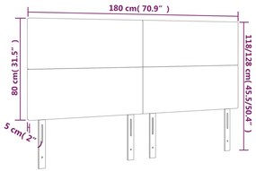 fehér műbőr LED-es fejtámla 180x5x118/128 cm