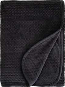 Mavro puha takaró fekete dekoratív varrással és szegéllyel 150x200cm Homla