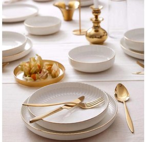 18 részes porcelán étkészlet, fehér/arany