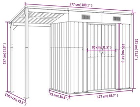 vidaXL antracitszürke fészer meghosszabbított tetővel 277x107x181 cm