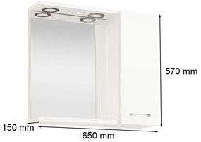 Ruben 65 fürdőszoba bútor felsőszekrény Rauna szil