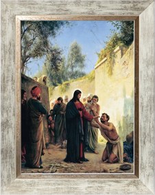 Jézus, A Vak Meggyógyítása Vászonkép Díszített Keretben 30X40
