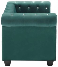 Zöld 2 személyes bársony chesterfield kanapé 146 x 75 x 72 cm