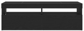 TV Szekrény LED Fekete Tölgy 120x35x40 cm Mérnöki Fa