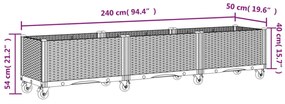 vidaXL barna polipropilén rácsos kerekes ültetőláda 240 x 50 x 54 cm