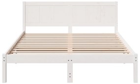 Fehér Fenyő Ágykeret Fehér Fa 150 x 200 cm Tartós