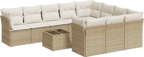 vidaXL 11 részes bézs polyrattan kerti ülőgarnitúra párnákkal