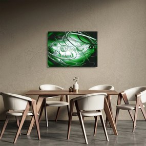 Zöld absztrakt kép (üvegen) (70x50 cm)