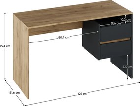 Fiókos íróasztal 125x51x75 cm barna fehér FUR1872-1