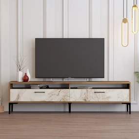 TV szekrény Istanbul 2 - Diós Fehér Marble