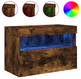 füstös tölgy színű fali TV-szekrény LED-ekkel 60x30x40 cm