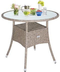 Deuba Rattan asztal Ø80 cm - krémszínű