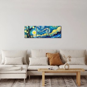 Kép – Csillagos éjszaka mozaikja (órával) (90x30 cm)