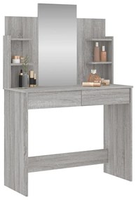 szürke sonoma színű fésülködőasztal tükörrel 96x39x142 cm