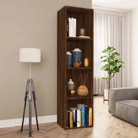 barna tölgyszínű szerelt fa könyv-/TV-szekrény 36x30x143 cm