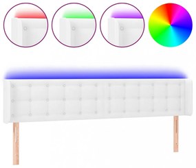 fehér műbőr LED-es fejtámla 203x16x78/88 cm