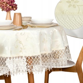 Kerek abrosz Nagy asztalra Ecru Csipke 180x180 Kör