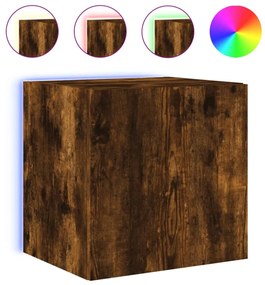 füstös tölgy színű fali TV-szekrény LED-ekkel 40,5x35x40 cm