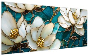 Kép - Ólomüveg magnóliával (120x50 cm)