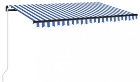 kék és fehér kézzel kihúzható LED-es napellenző 400 x 300 cm