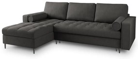 Santo sötétszürke kinyitható sarokkanapé, bal oldali - Milo Casa