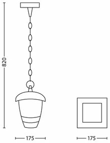 Philips 15386/30/16 - Függeszték MYGARDEN CREEK 1xE27/60W/230V fekete
