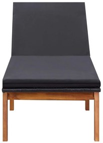 Polyrattan és tömör akácfa napozóágy párnával