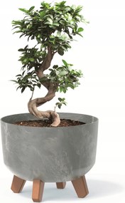 Virágtartó kerek 24 cm szürke tál láb betét