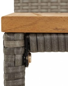 3 részes szürke polyrattan és tömör akácfa kerti bárszett