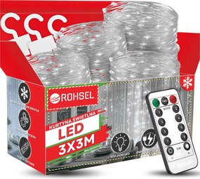 Függöny 3x3M Ablakra Led Fényfüzér X300 Karácsonyi Karácsonyfa Füzér