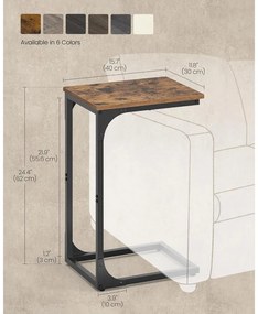 VASAGLE C alakú oldalasztal rusztikus barna és fekete színben