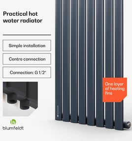 Blumfeldt Tallheo,  47 x 160, radiátor, csőradiátor, 728 W, melegvizes, 1/2