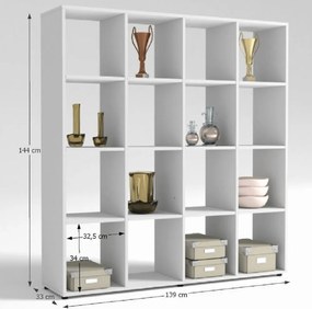 Könyvespolc, fehér, SARAH