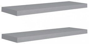 2 db szürke MDF lebegő fali polc 80 x 23,5 x 3,8 cm