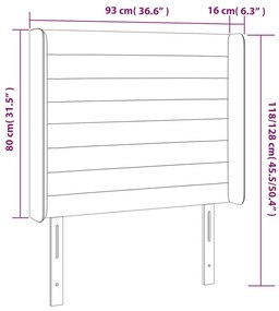 sötétszürke bársony LED-es fejtámla 93x16x118/128 cm