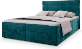 Akció Kárpitozott boxspring ágy GLORIEN VELVET 140x200 cm türkiz II. osztály Matrac: Bonell rugós matrac