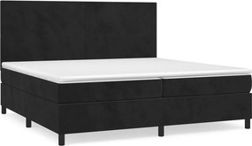 vidaXL fekete bársony rugós ágy matraccal 200x200 cm