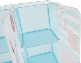 Gyerek szekrény, kék/gyerek minta, EDRIN