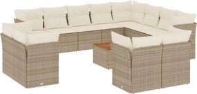 vidaXL 13 részes bézs polyrattan kerti ülőgarnitúra párnákkal