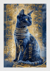 Poszter Keret Fa Egyiptom Hieroglifák Istennő Bastet Macska Ankh 40x60