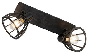 Ipari mennyezeti lámpa fekete 2 lámpás - Fotu