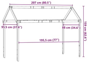 viaszbarna tömör fenyőfa gyerekágytető 207 x 95,5 x 159 cm