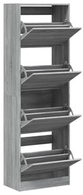 szürke sonoma cipőszekrény 4 kihajtható fiókkal 60x34x187,5 cm