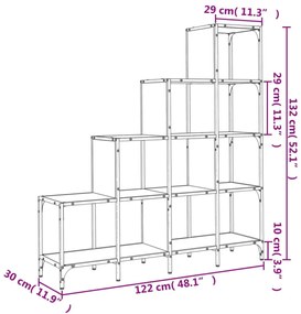 fekete szerelt fa és fém könyvszekrény 122 x 30 x 132 cm